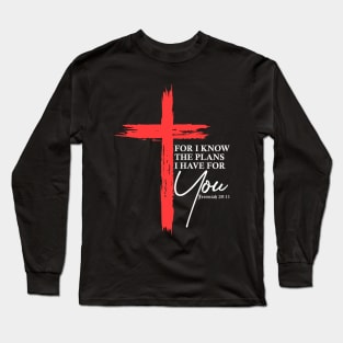 Jeremiah 29:11 Christian Religious Bible Verse Gifts Cross Long Sleeve T-Shirt